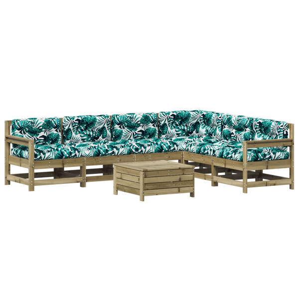 vidaXL 7-delige Loungeset met kussens ge&iuml;mpregneerd grenenhout