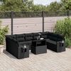 vidaXL 10-delige Loungeset met kussens poly rattan zwart