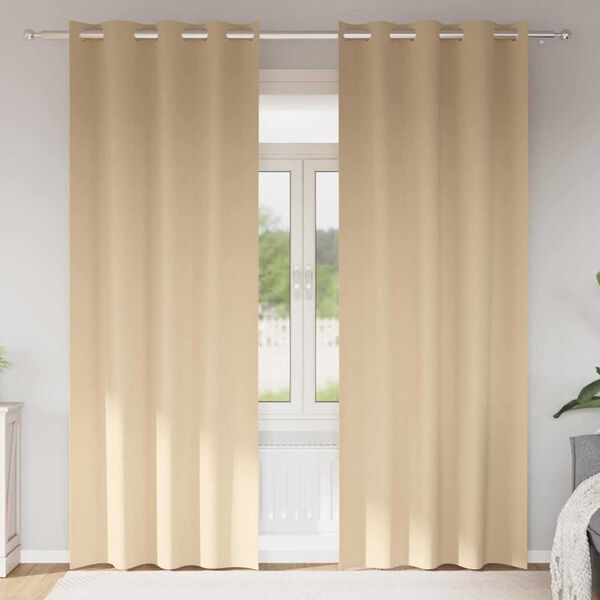 vidaXL Zwart-out Gordijnen met Ringen 2 pcs Cr&egrave;me 245 x 140 cm