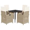 vidaXL 5-delige Tuinset met kussens poly rattan beige