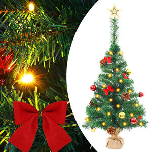vidaXL Kunstkerstboom met verlichting en kerstballen 64 cm groen
