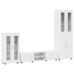 vidaXL Tv-meubelset met lade FLORIN 3 pcs Hoogglans wit Bewerkt hout