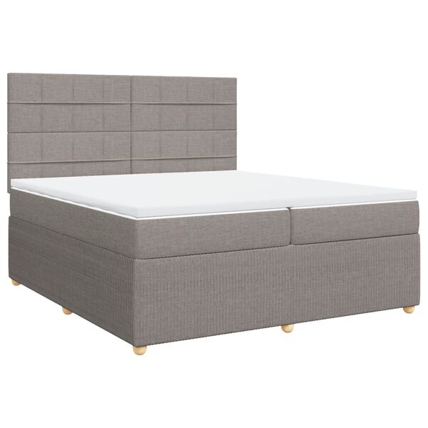 vidaXL Boxspring met matras stof taupe 200x200 cm