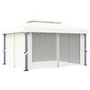 vidaXL Prieel met gordijn 4x3 m aluminium crèmewit