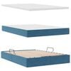vidaXL Opbergbed met LED met matras Donkerblauw 140 x 200 cm Fluweel