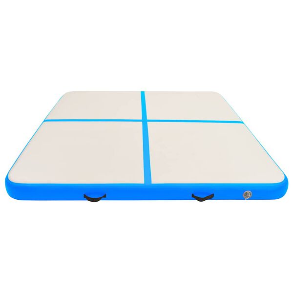 vidaXL Gymnastiekmat met pomp opblaasbaar 200x200x10 cm PVC blauw