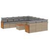 vidaXL 12-delige Loungeset met kussens poly rattan beige