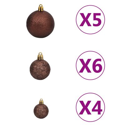 vidaXL Kunstkerstboom met LED's en kerstballen en dennenappels 180 cm
