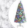 vidaXL Kunstkerstboom met verlichting 120 cm glasvezel wit