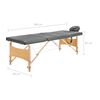 vidaXL Massagetafel met 4 zones 186x68 cm houten frame antraciet