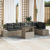 vidaXL Tuin Sofa Set met opslag 7 pcs Lichtgrijs Poly riet