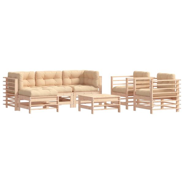 vidaXL 7-delige Loungeset met kussens massief teak
