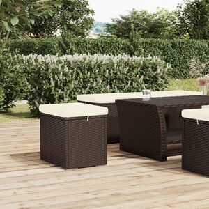 vidaXL Hocker met kussen 40x30x40 cm poly rattan bruin