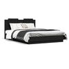 vidaXL Bedframe met hoofdeinde bewerkt hout zwart 150x200 cm