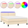 vidaXL Boxspring met matras en LED stof cr&egrave;mekleurig 140x190 cm
