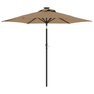 vidaXL Parasol met LED's en stalen paal 225x225x212 cm taupe