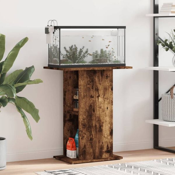 vidaXL Aquariumstandaard 60,5x36x72,5 cm bewerkt hout gerookt eiken