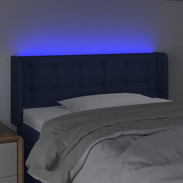 vidaXL Hoofdbord LED 103x16x78/88 cm stof blauw