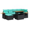 vidaXL 7-delige Loungeset met kussens poly rattan acacia bruin