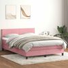vidaXL Boxspring met matras fluweel roze 160x210 cm