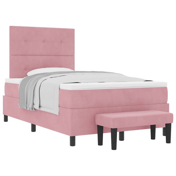 vidaXL Boxspring bed met matras Roze 120 x 200 cm Fluweel