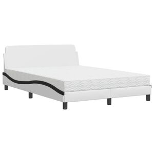 vidaXL Bed met matras "Dover" kunstleer wit en zwart 140x190 cm