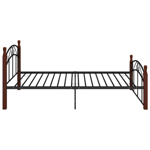 vidaXL Bedframe metaal en massief eikenhout zwart 120x200 cm