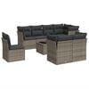 vidaXL 9-delige Loungeset met kussens poly rattan grijs