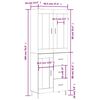 vidaXL Hoge kast 69,5x34x180 cm bewerkt hout gerookt eikenkleurig
