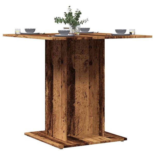 vidaXL Eettafel 80x80x75 cm bewerkt hout oud houtkleurig