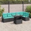 vidaXL Tuin Sofa Set met opslag 7 pcs Zwart en Blauw poly rattan