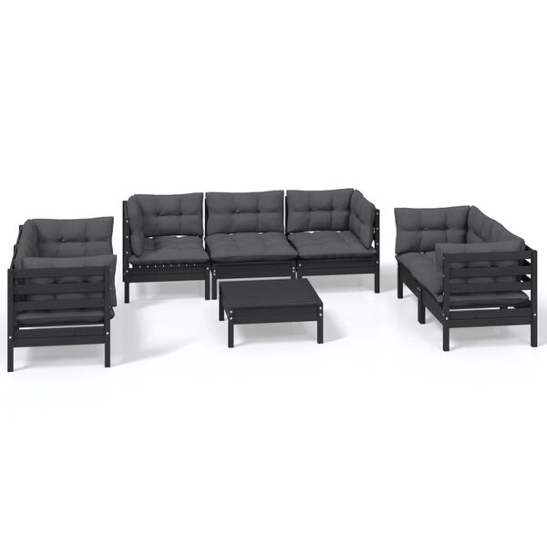 vidaXL 8-delige Loungeset met kussens massief grenenhout