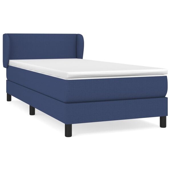 vidaXL Boxspring met matras stof blauw 80x200 cm