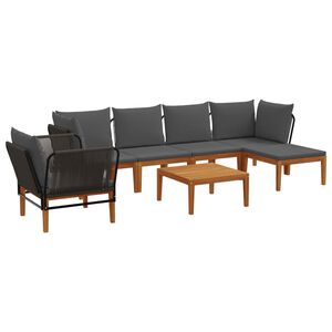 vidaXL 7 st Massief acaciahout & touw Naturel