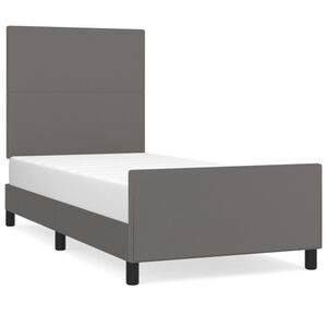 vidaXL Bedframe met hoofdbord kunstleer grijs 90x190 cm
