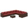 vidaXL 10-delige Loungeset met kussens poly rattan bruin