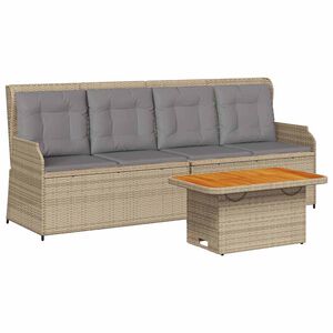 vidaXL 3-delige Loungeset met kussens poly rattan beige
