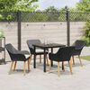 vidaXL Tuin eettafelset met kussen 5 pcs Zwart poly rattan