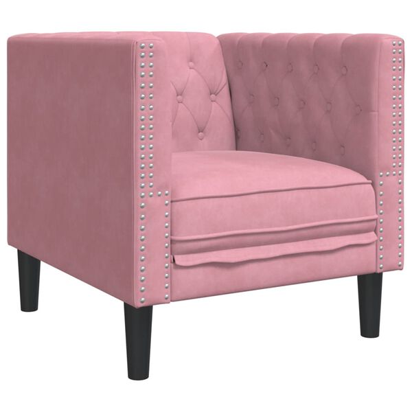 vidaXL Fauteuil Chesterfield-stijl fluweel roze