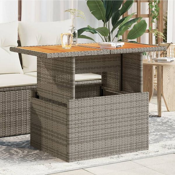 vidaXL Tuintafel 100x55x73 cm poly rattan en acaciahout grijs