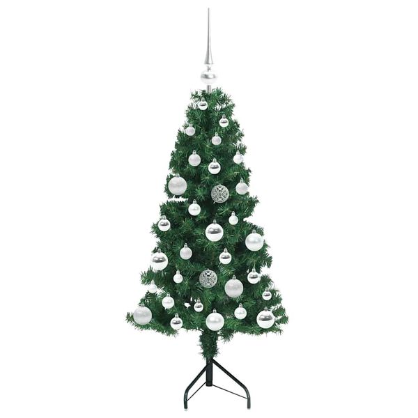 vidaXL Hoek Kunstkerstboom met 150 LED Groen 120 cm PVC en Metaal