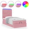 vidaXL Ottoman bed met matrassen en LED's 100x200cm fluweel roze