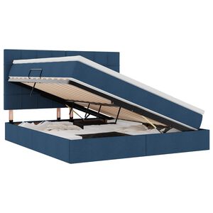 vidaXL Opbergbed met LED met matras Blauw 160 x 200 cm Polyester