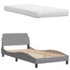 vidaXL Bed met matras stof lichtgrijs 100x200 cm