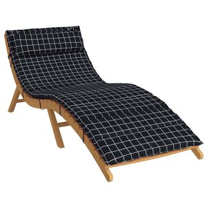 vidaXL Zon Loungerkussen Geruit Zwart 178 x 60 x 4 cm Oxford stof