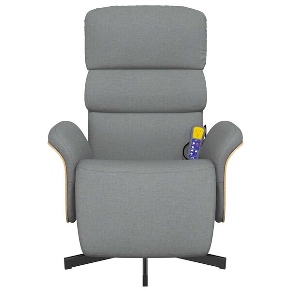 vidaXL Massagestoel verstelbaar met voetensteun stof lichtgrijs