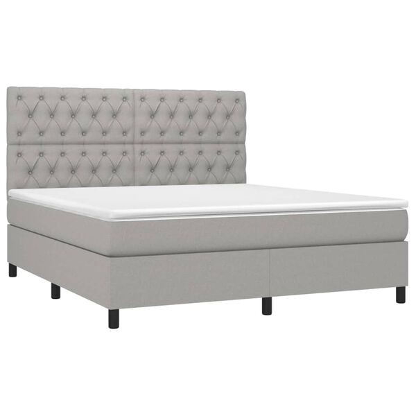 vidaXL Boxspring met matras en LED stof lichtgrijs 160x200 cm