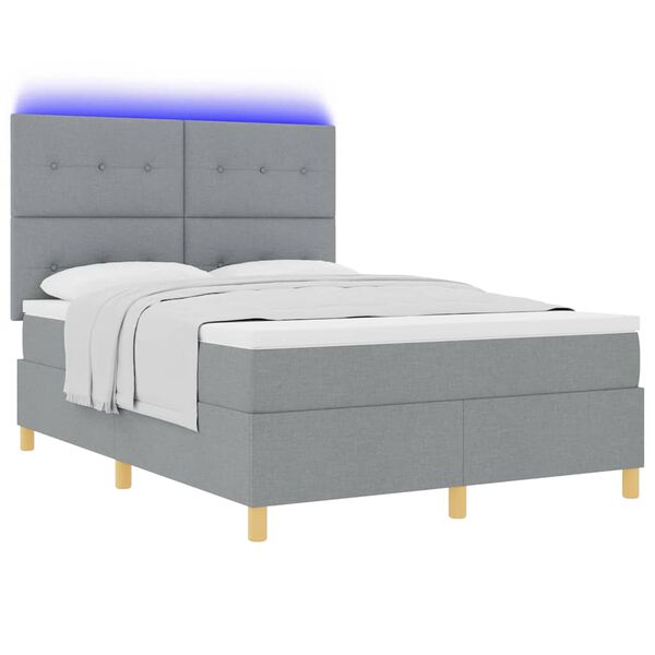 vidaXL Boxspring bed met matras Lichtgrijs 140 x 190 cm Stof