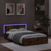 vidaXL Bedframe met hoofdeinde en LED gerookt eikenkleurig 135x190 cm