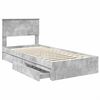 vidaXL Opslag bed met hoofdeinde Beton Grijs 90 x 200 cm Bewerkt hout